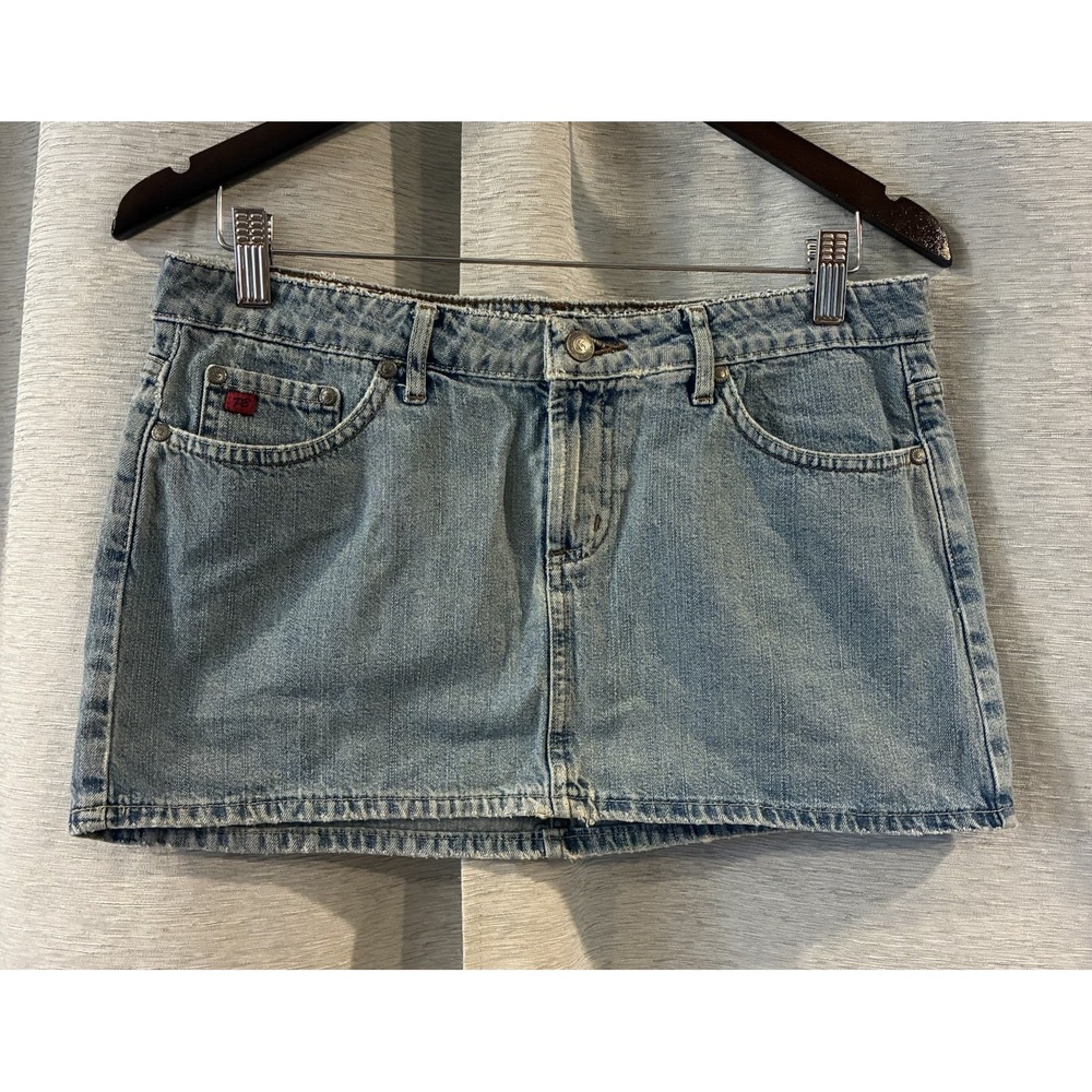 Vtg Gorp 2000 Y2k Low Rise Denim Micro Mini Skirt Bimbocore Sz 9 Kawaii Punk